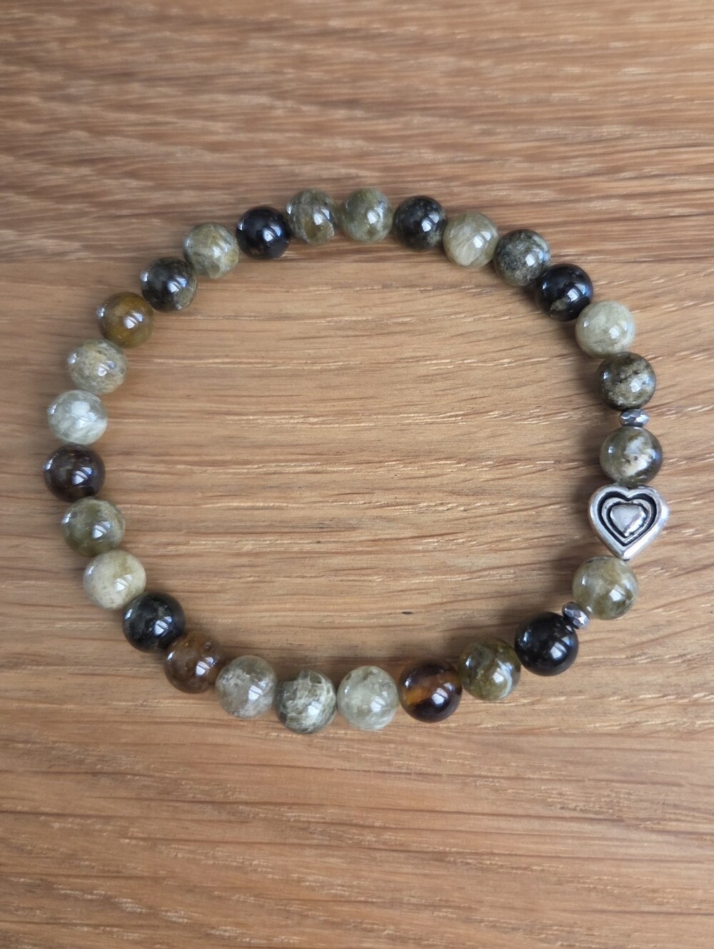 Green Garnet Beaded Stretch Bracelet | Handmade